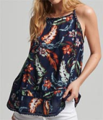 Superdry γυναικεία αμάνικη μπλούζα W6011278A-T5I Indo Leaf Navy