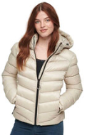 Superdry Κοντό Γυναικείο Puffer Μπουφάν W5011593A-8PV Μπεζ