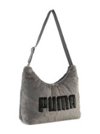 Puma Up Faux Fur Slouchy Hobo Shoulder Bag 091869-03 CAST IRON