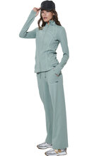 BODY ACTION WOMEN'S OPEN-HEM TIGHT PANTS 011625-01 JADE GREEN