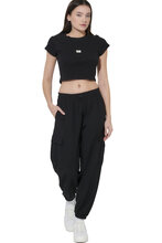 Body Action Women's Poly Strech Cargo Pants 021623-01 BLACK