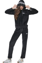 BODY ACTION WOMEN'S BASIC VELOUR PANTS 021628-01 BLACK