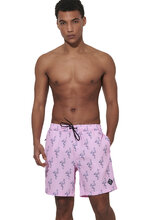 Body Action Men's All Over Printed Swim Shorts 033624-11A PINK FLAMINGO