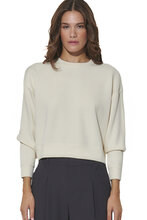 BODY ACTION WOMEN'S MODAL CROP SWEATSHIP 061623-01 ARCTIC WOLF ECRU 