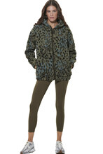 BODY ACTION WOMEN'S PRINTED ZIP-UP SHERPA FLEECE HOODIE 071625-01-05E MOCHA ANIMAL 