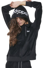 BODY ACTION WOMEN'S VELOUR HOODIE JACKET 071622-01 BLACK