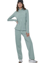 BODY ACTION WOMEN'S TIGHT YOGA ZIPPER JACKET 071634-01 JADE GREEN