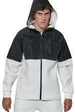 BODY ACTION MEN'S TWO-TONE SCUBA TRACK JACKET 073627-01 WHITE OFF/BLACK