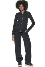 BODY ACTION WOMAN'S OPEN-HEM TIGHT PANTS 011625-01 BLACK