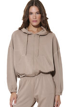 BODY ACTION WOMEN'S MODAL CROP JACKET 071632-01 MOCHA MERINGUE