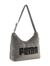 Puma Up Faux Fur Slouchy Hobo Shoulder Bag 091869-03 CAST IRON